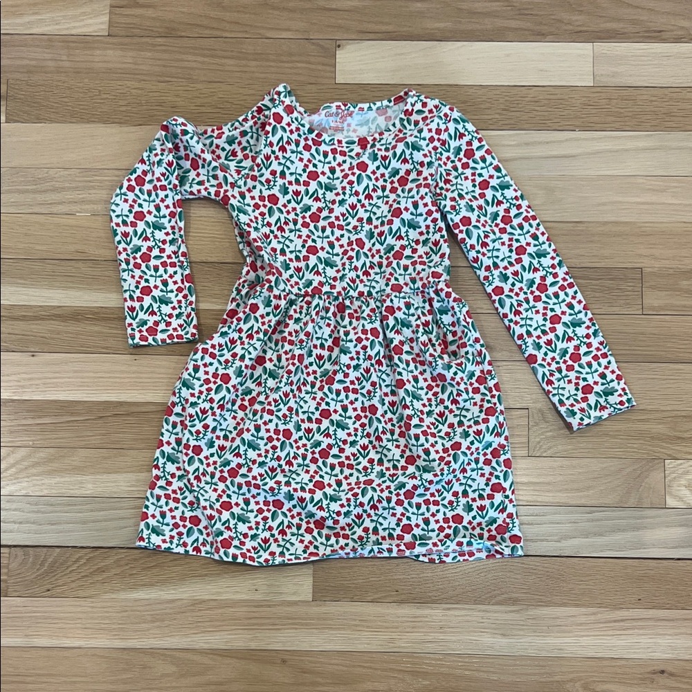 Cat & Jack Floral Kids Dress - Red and Green